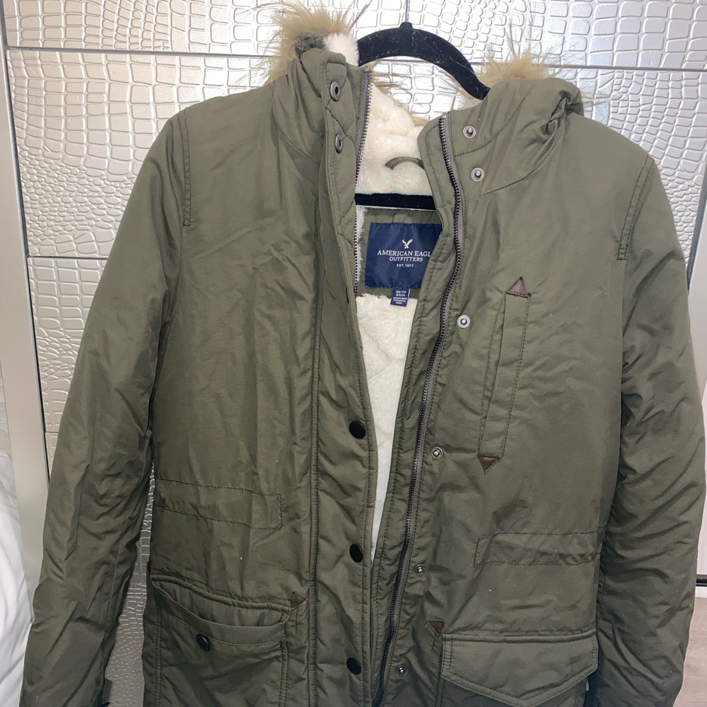 American Eagle Army Green Parka Jacket Gem